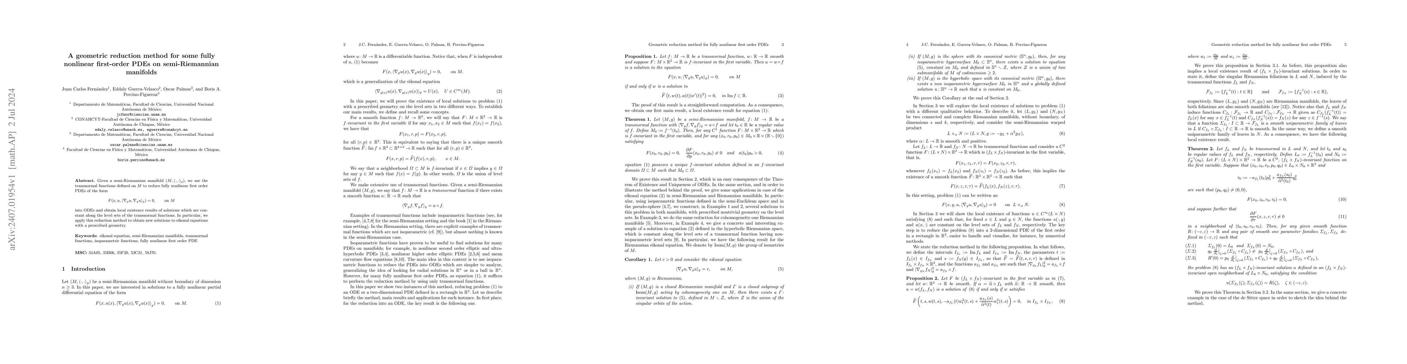 Thumbnail for A geometric reduction method for some fully nonlinear first-order PDEs
  on semi-Riemannian manifolds