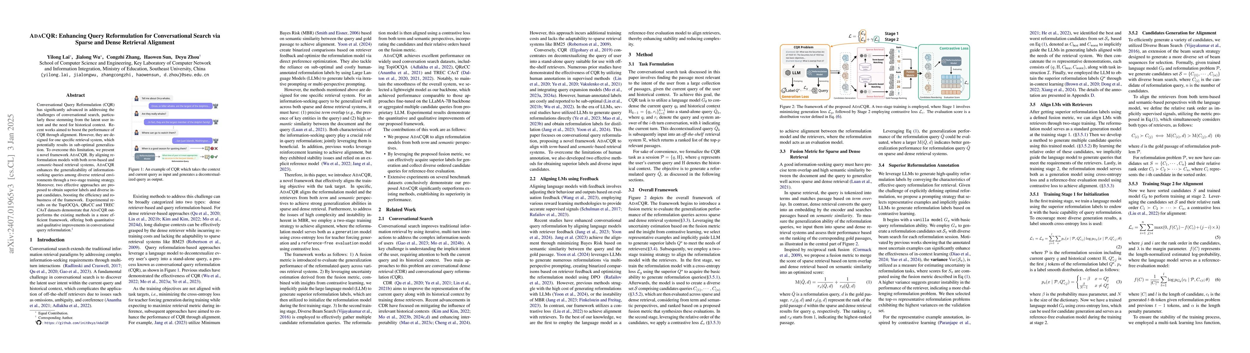 Thumbnail for AdaCQR: Enhancing Query Reformulation for Conversational Search via
  Sparse and Dense Retrieval Alignment