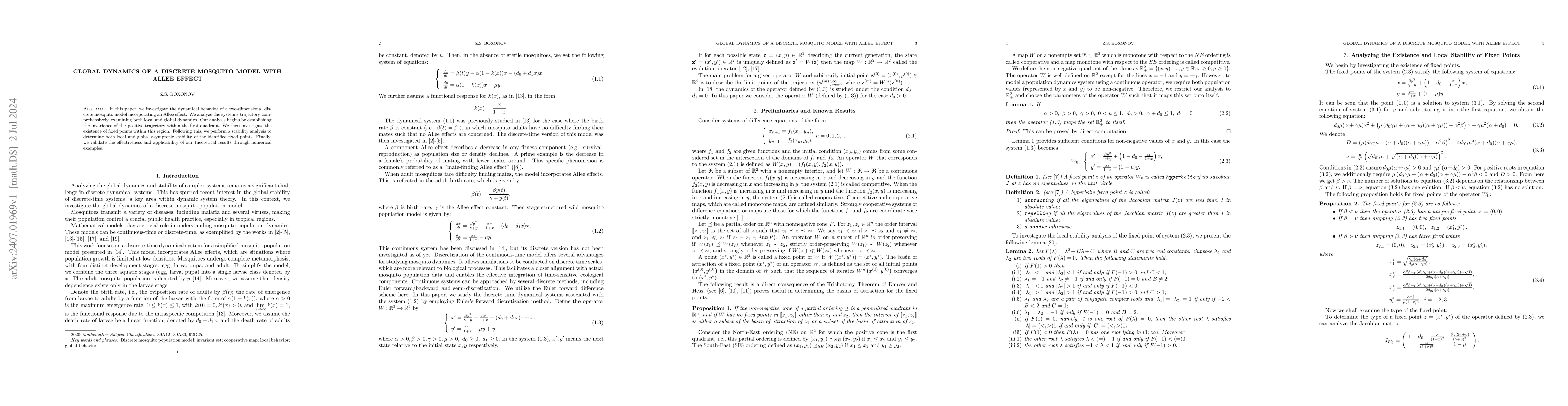 Thumbnail for Global Dynamics of a Discrete Mosquito Model with Allee Effect