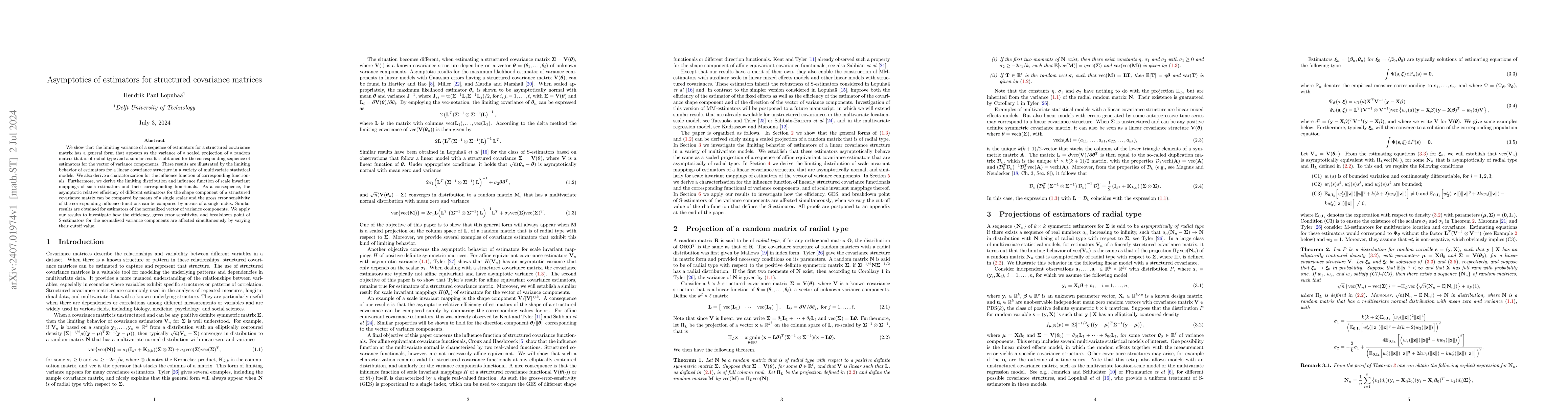 Thumbnail for Asymptotics of estimators for structured covariance matrices