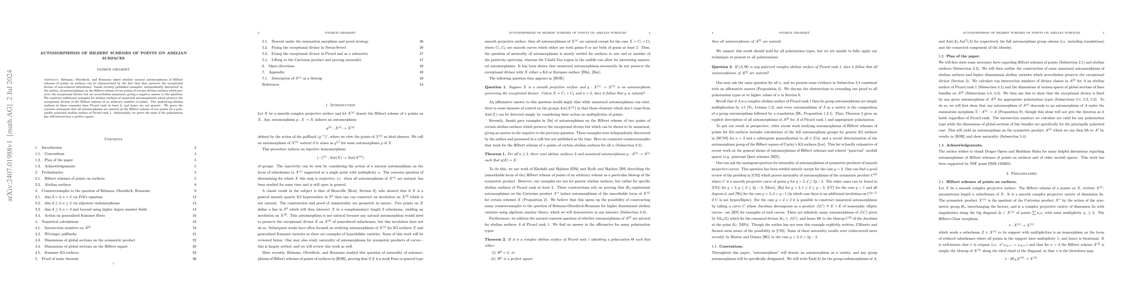 Thumbnail for Automorphisms of Hilbert Schemes of Points on Abelian Surfaces