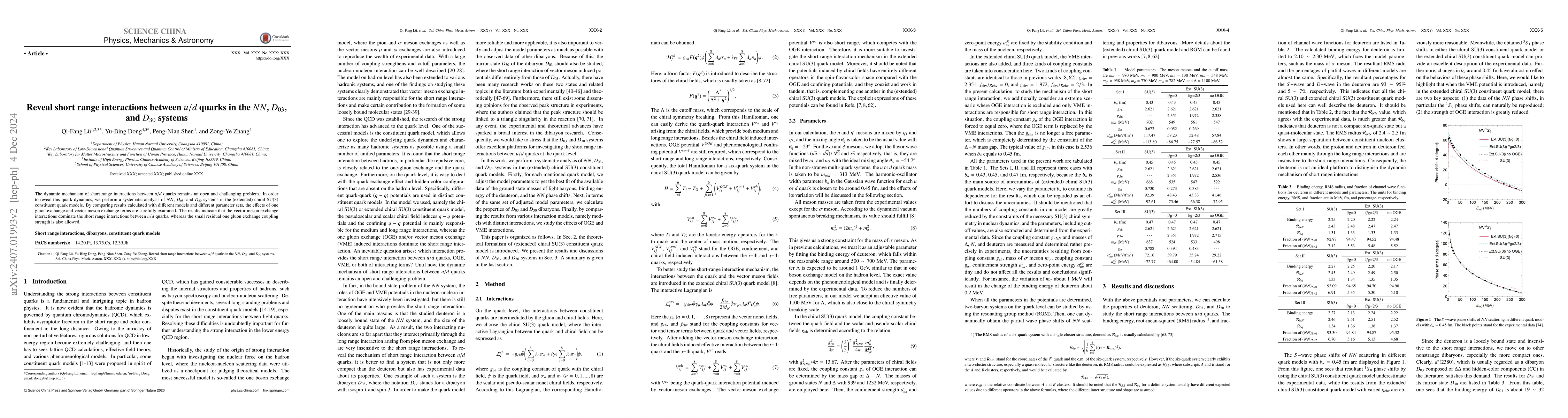 Thumbnail for Analysis of short range interactions between $u/d$ quarks in the $NN$,
  $D_{03}$, and $D_{30}$ systems