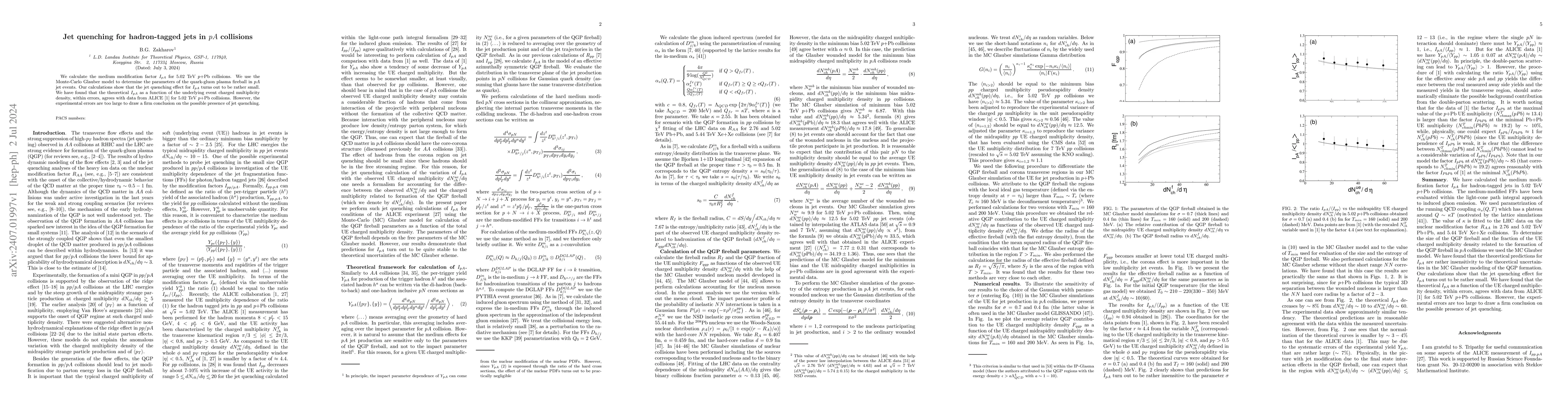 Thumbnail for Jet quenching for hadron-tagged jets in $pA$ collisions