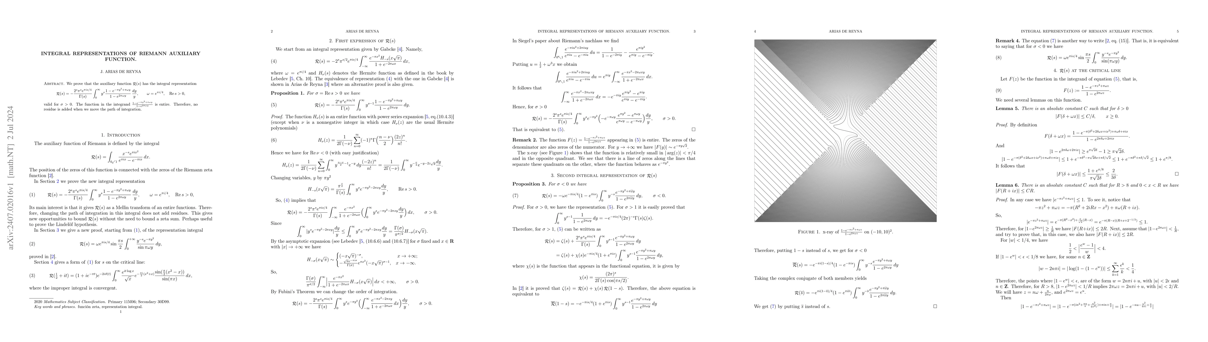 Thumbnail for Integral Representations of Riemann auxiliary function