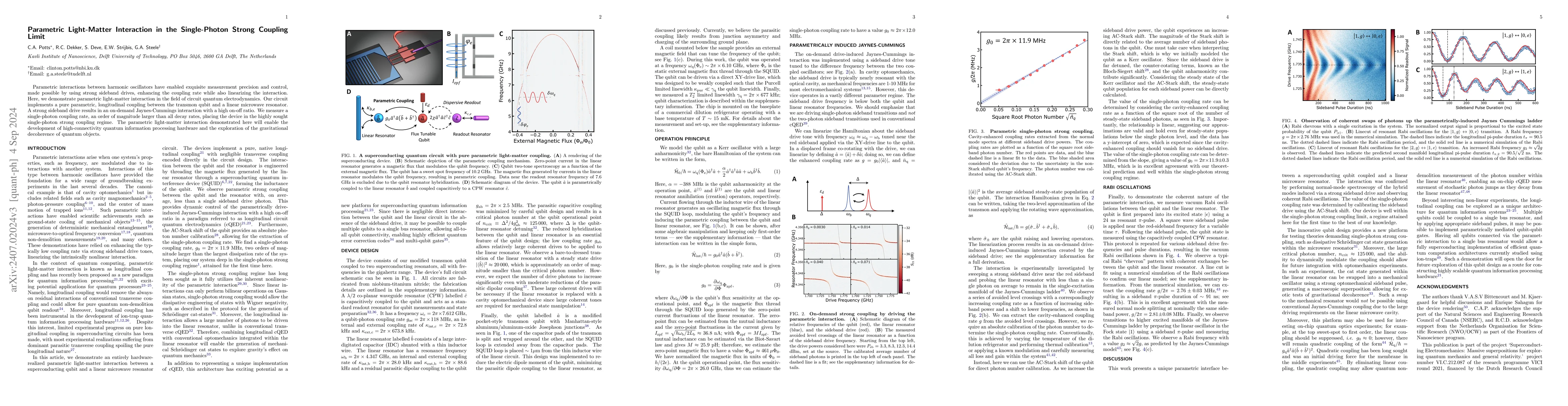 Thumbnail for Parametric Light-Matter Interaction in the Single-Photon Strong Coupling
  Limit