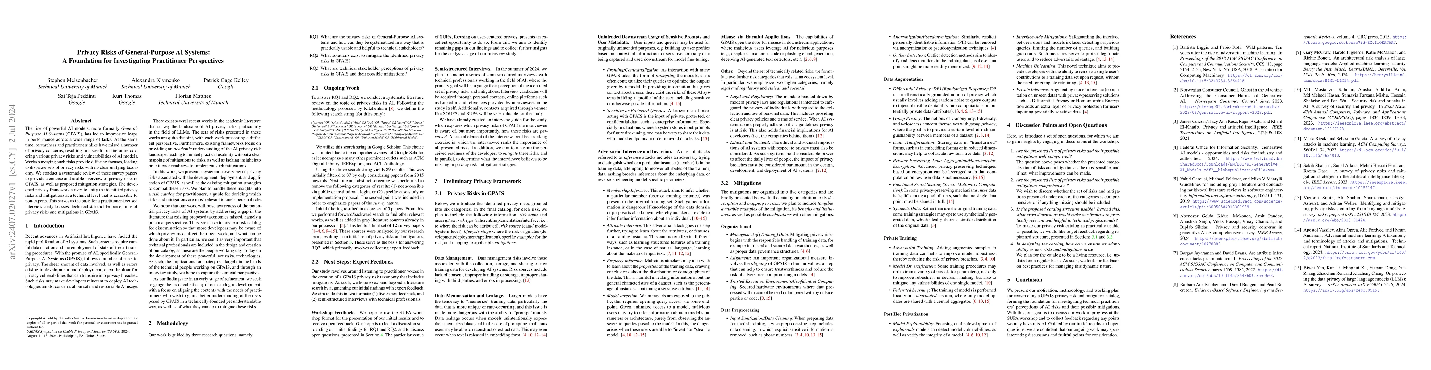 Thumbnail for Privacy Risks of General-Purpose AI Systems: A Foundation for
  Investigating Practitioner Perspectives