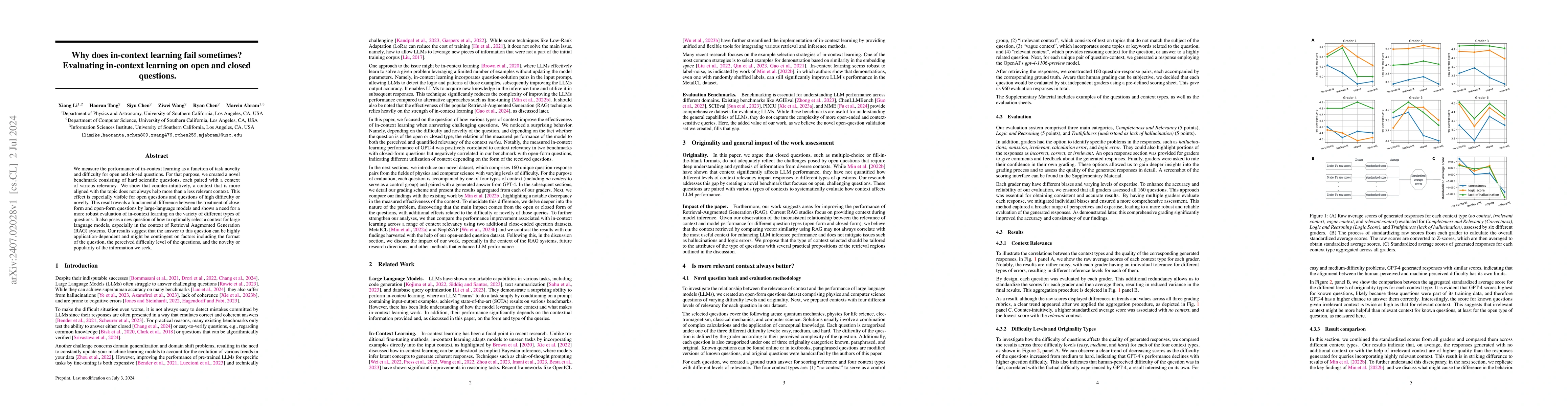 Thumbnail for Why does in-context learning fail sometimes? Evaluating in-context
  learning on open and closed questions