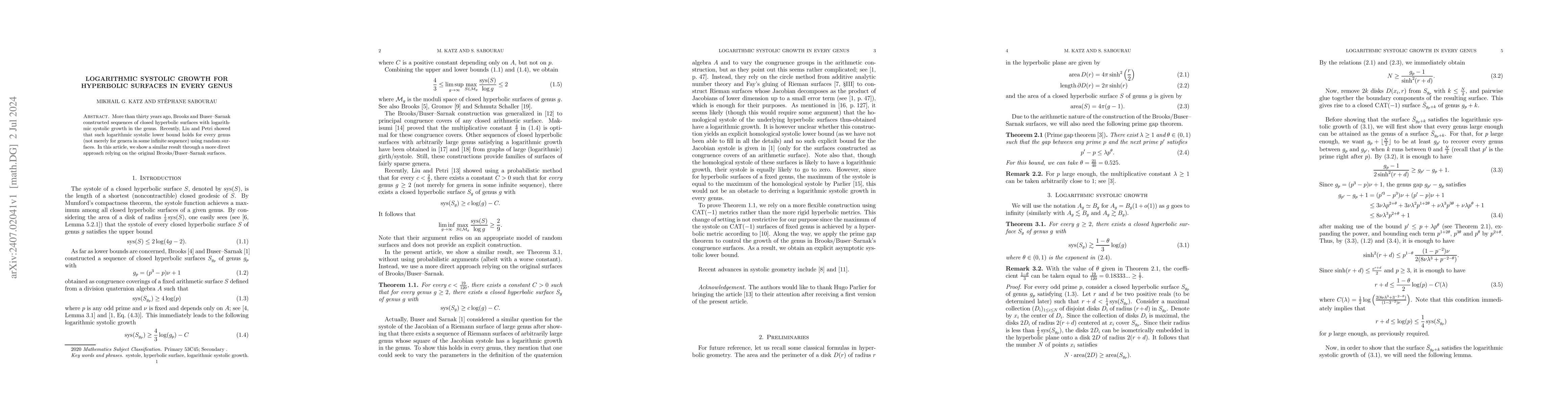 Thumbnail for Logarithmic systolic growth for hyperbolic surfaces in every genus