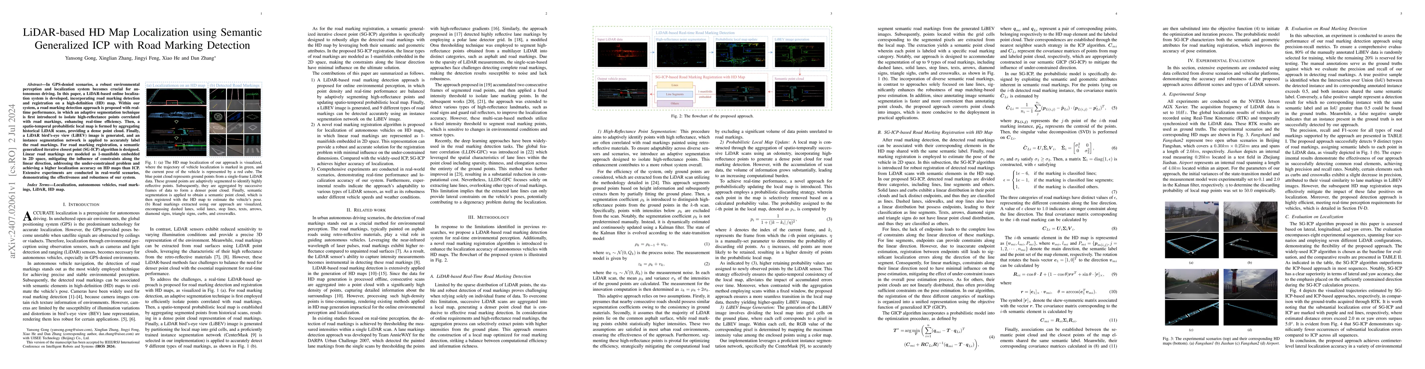 Thumbnail for LiDAR-based HD Map Localization using Semantic Generalized ICP with Road
  Marking Detection