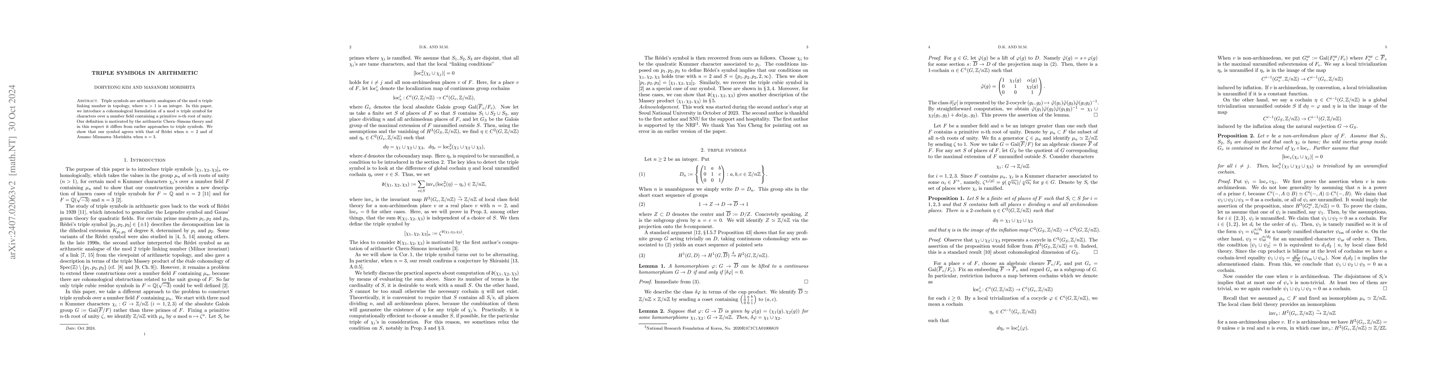 Thumbnail for Triple symbols in arithmetic