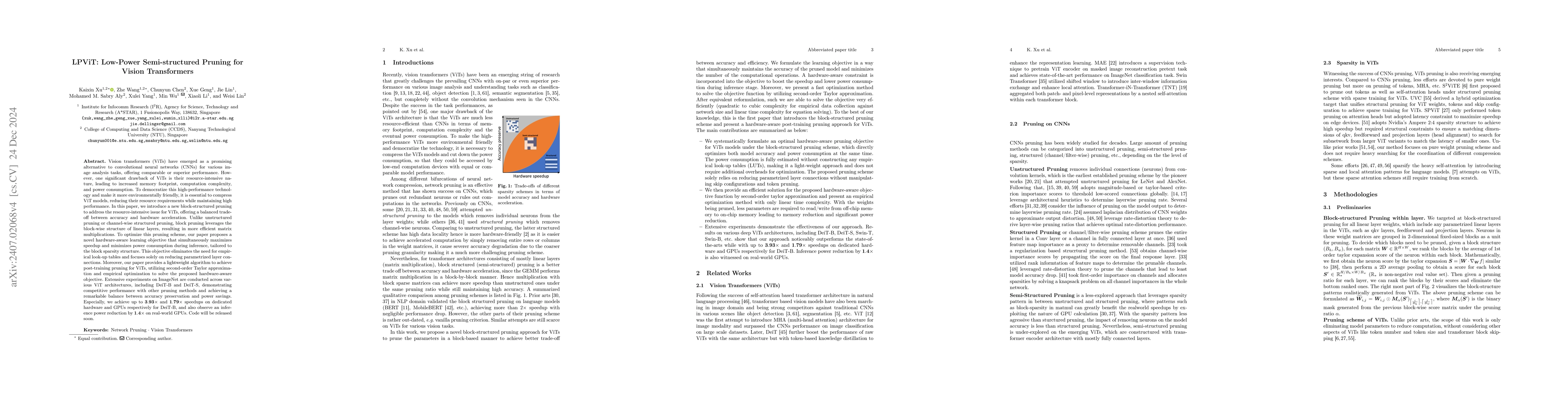Thumbnail for LPViT: Low-Power Semi-structured Pruning for Vision Transformers