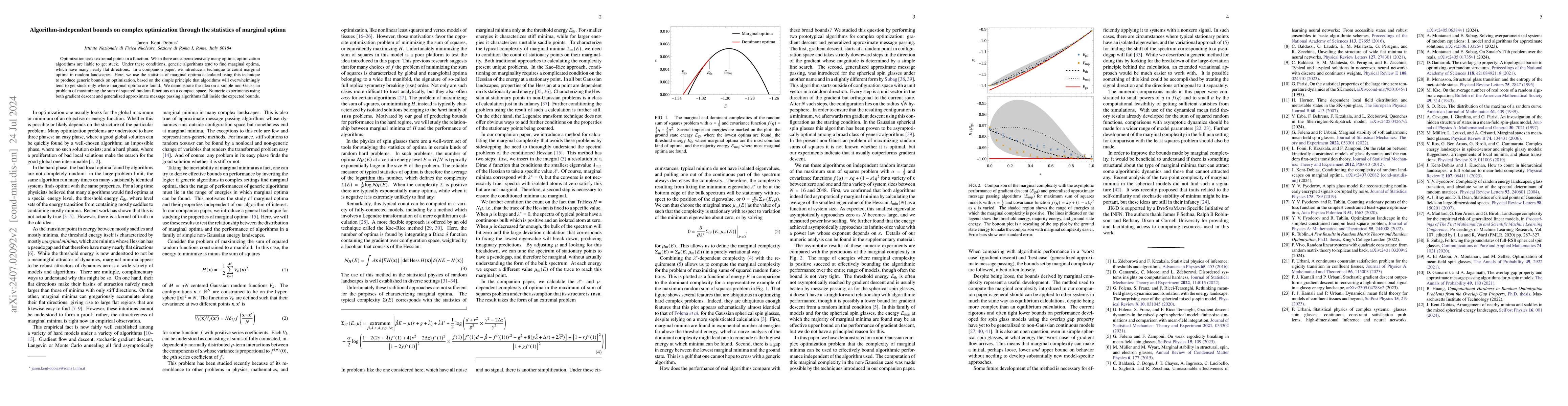Thumbnail for Algorithm-independent bounds on complex optimization through the
  statistics of marginal optima
