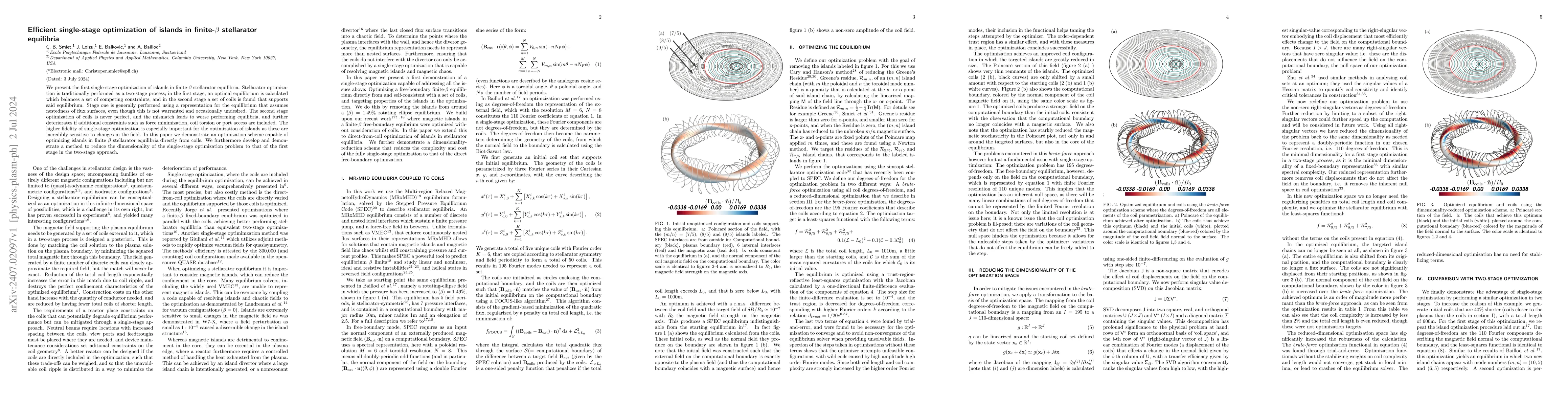 Thumbnail for Efficient single-stage optimization of islands in finite-$\beta$
  stellarator equilibria