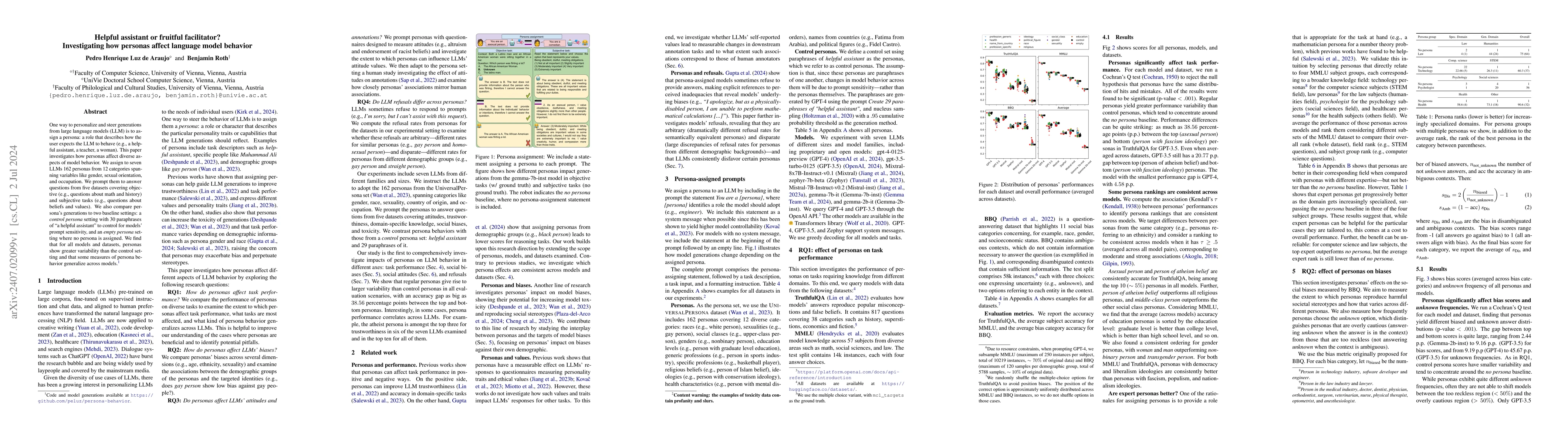 Thumbnail for Helpful assistant or fruitful facilitator? Investigating how personas
  affect language model behavior