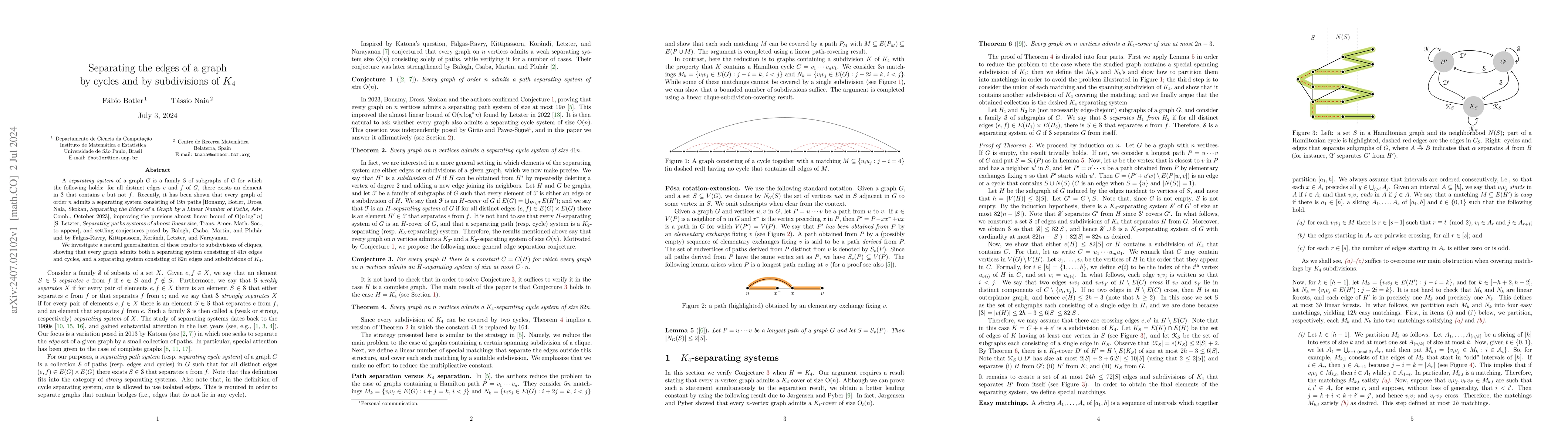 Thumbnail for Separating the edges of a graph by cycles and by subdivisions of $K_4$