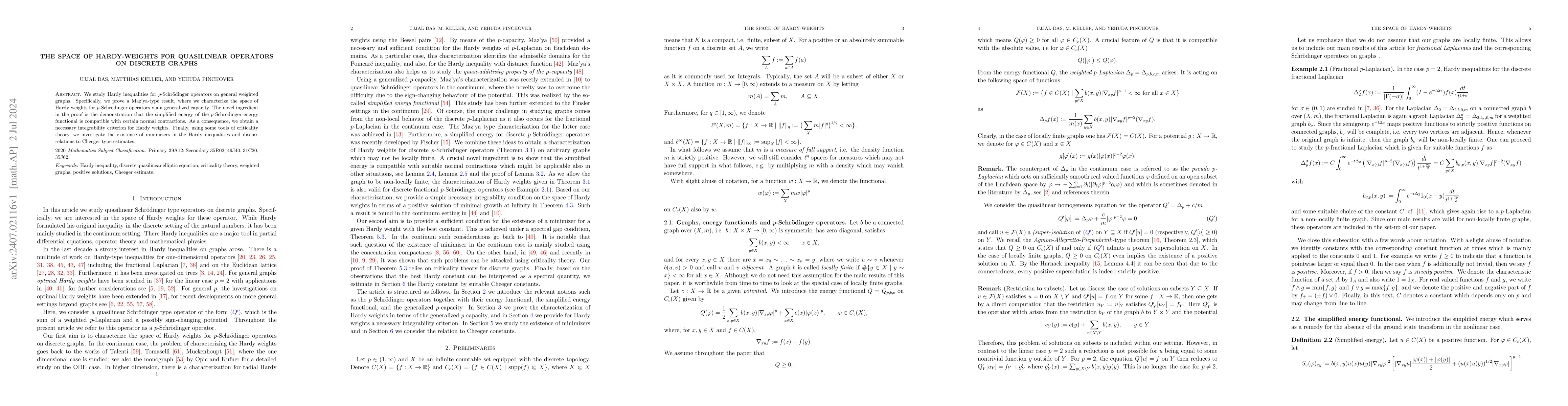 Thumbnail for The space of Hardy-weights for quasilinear operators on discrete graphs