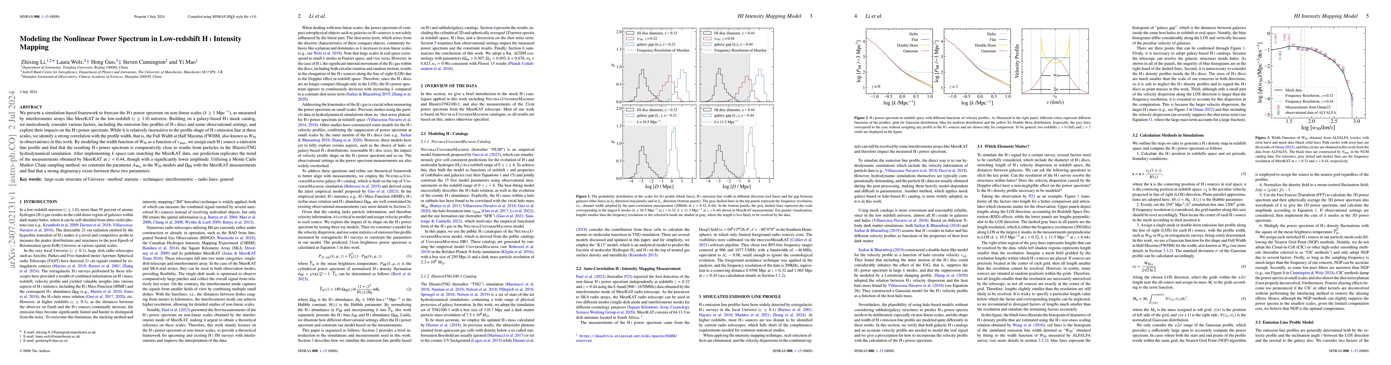 Thumbnail for Modeling the Nonlinear Power Spectrum in Low-redshift HI Intensity
  Mapping