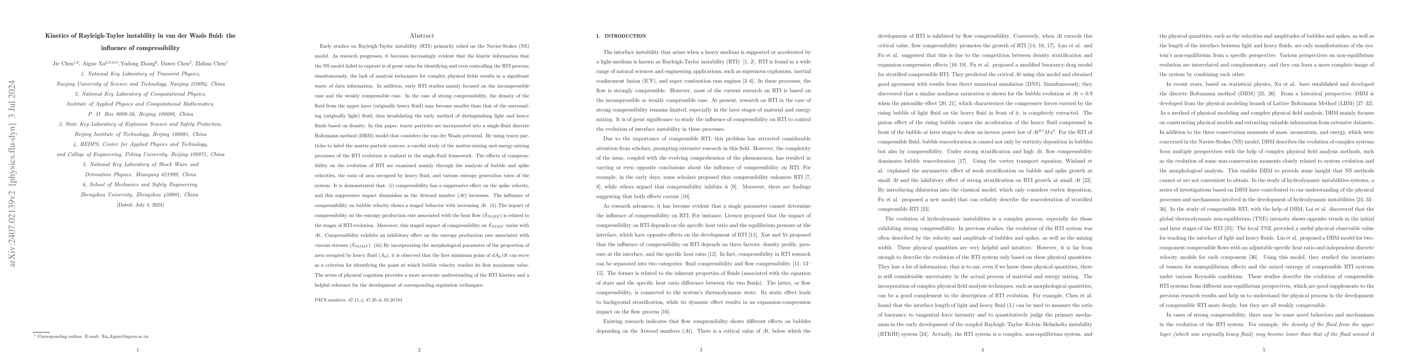 Thumbnail for Kinetics of Rayleigh-Taylor instability in van der Waals fluid: the
  influence of compressibility