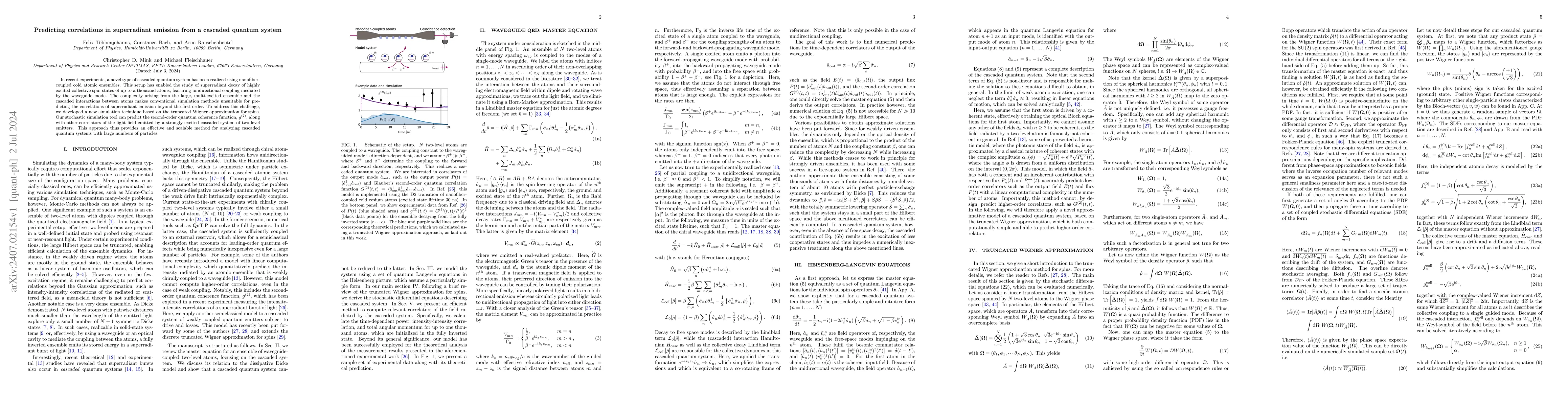 Thumbnail for Predicting correlations in superradiant emission from a cascaded quantum
  system