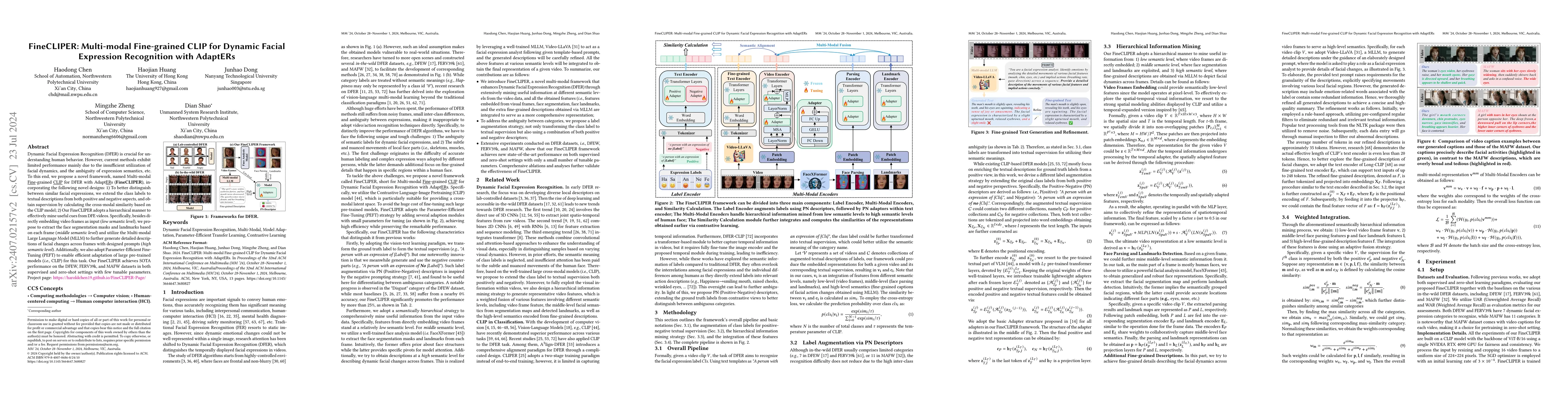 Thumbnail for FineCLIPER: Multi-modal Fine-grained CLIP for Dynamic Facial Expression
  Recognition with AdaptERs