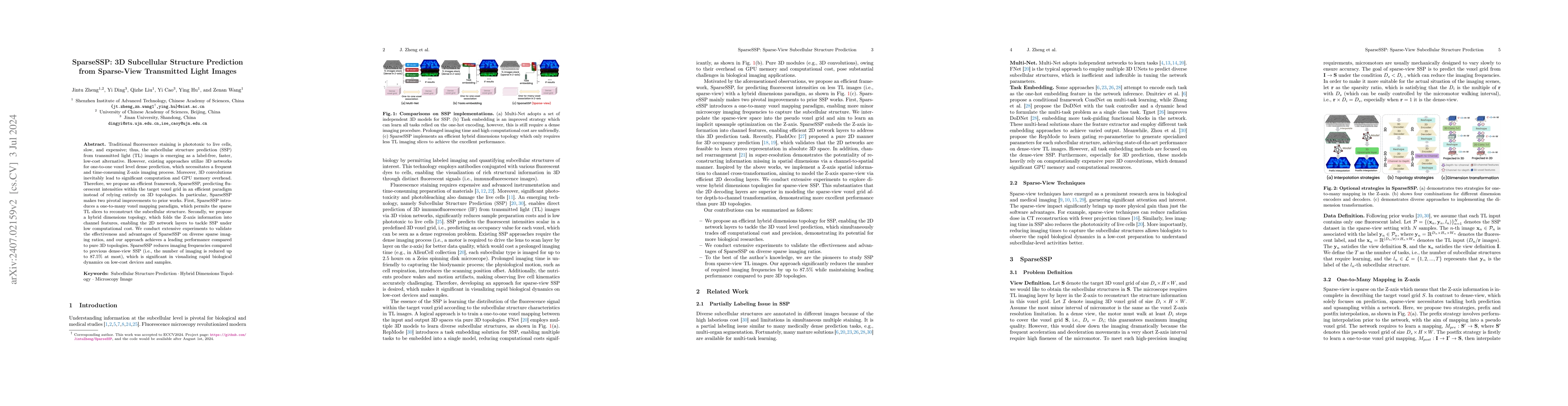 Thumbnail for SparseSSP: 3D Subcellular Structure Prediction from Sparse-View
  Transmitted Light Images