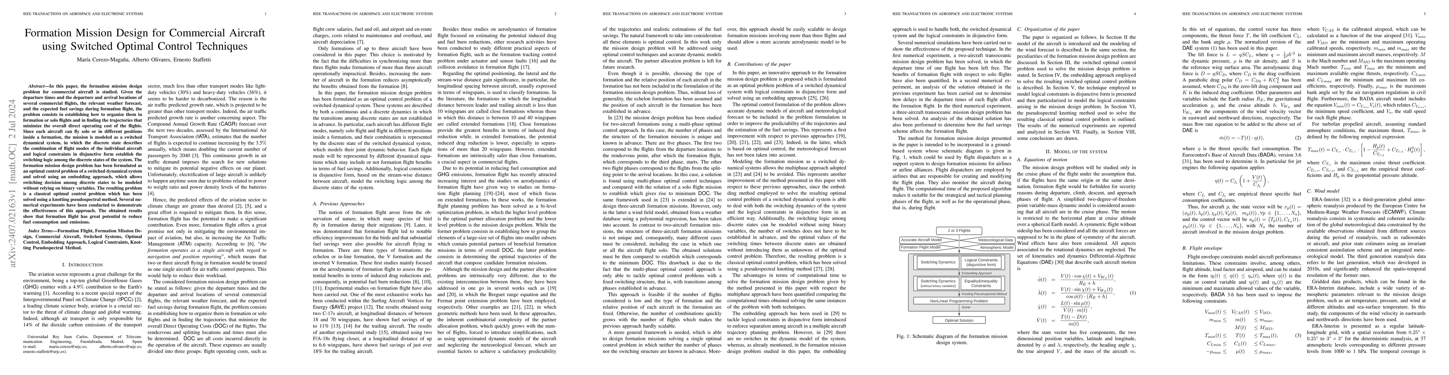 Thumbnail for Formation Mission Design for Commercial Aircraft Using Switched Optimal
  Control Techniques