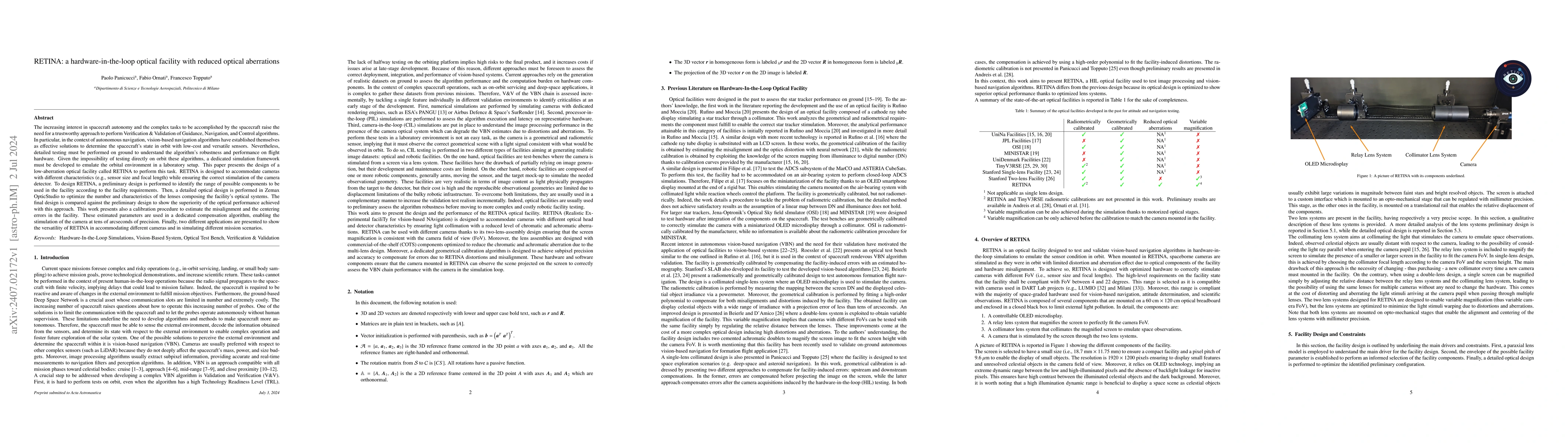 Thumbnail for RETINA: a hardware-in-the-loop optical facility with reduced optical
  aberrations