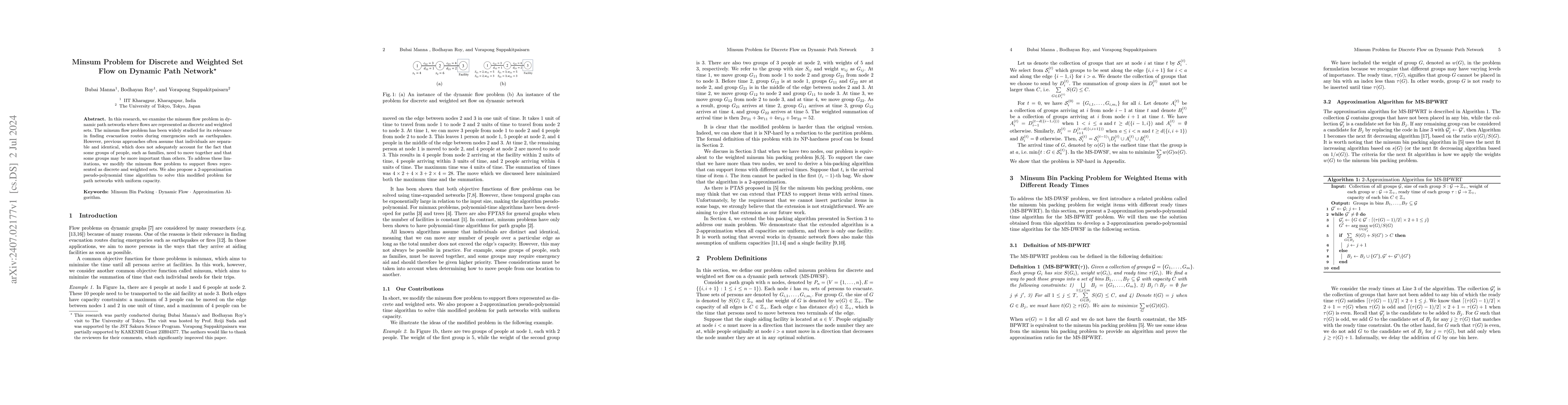 Thumbnail for Minsum Problem for Discrete and Weighted Set Flow on Dynamic Path
  Network
