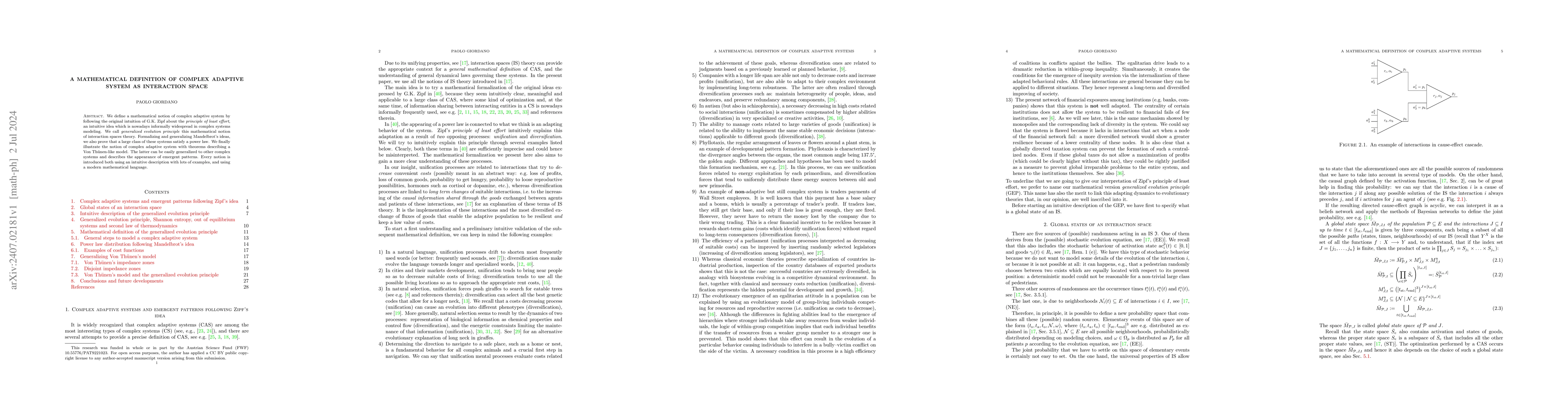 Thumbnail for A mathematical definition of complex adaptive system as interaction
  space