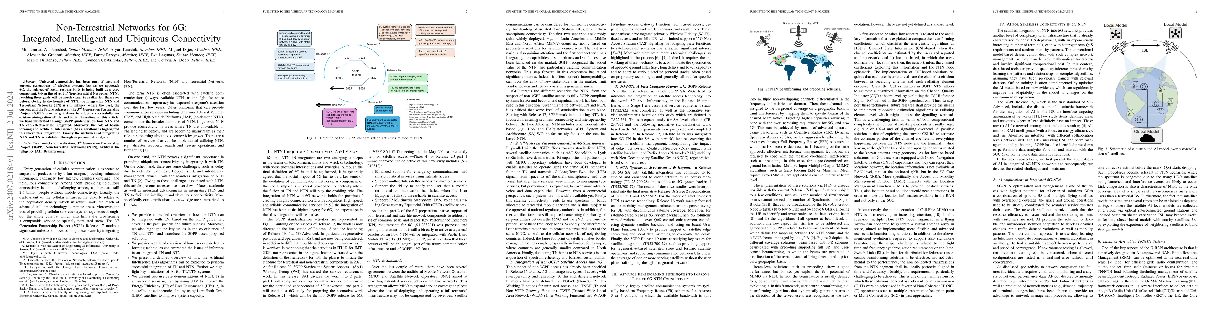 Thumbnail for Non-Terrestrial Networks for 6G: Integrated, Intelligent and Ubiquitous
  Connectivity