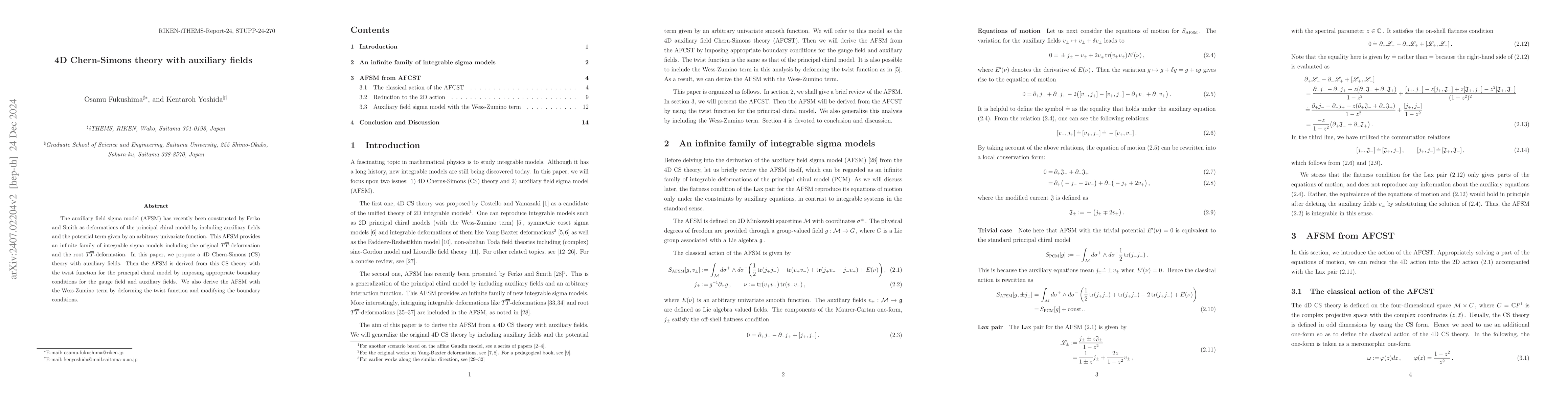 Thumbnail for 4D Chern-Simons theory with auxiliary fields