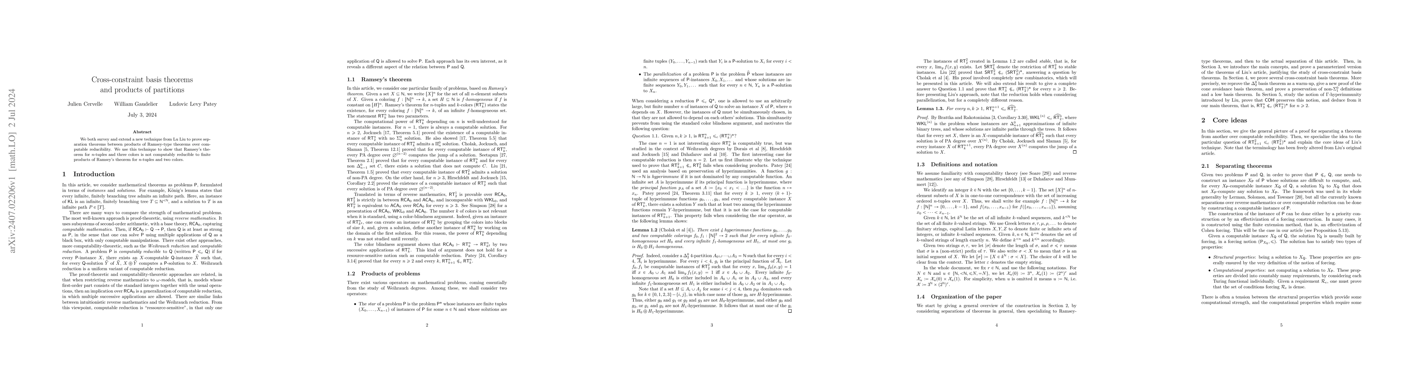 Thumbnail for Cross-constraint basis theorems and products of partitions