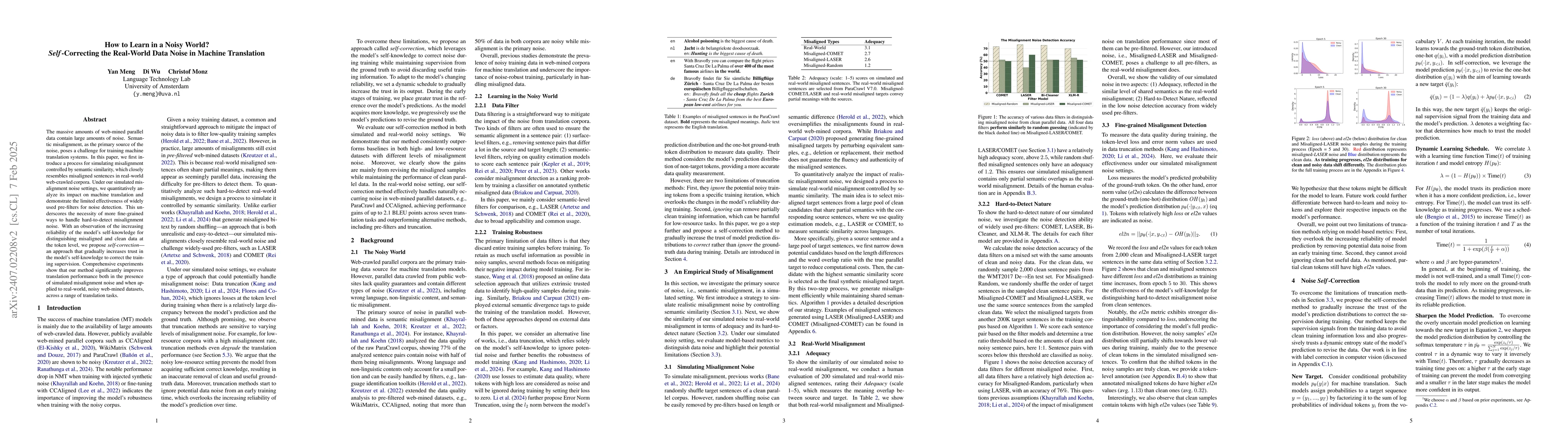 Thumbnail for How to Learn in a Noisy World? Self-Correcting the Real-World Data Noise
  on Machine Translation