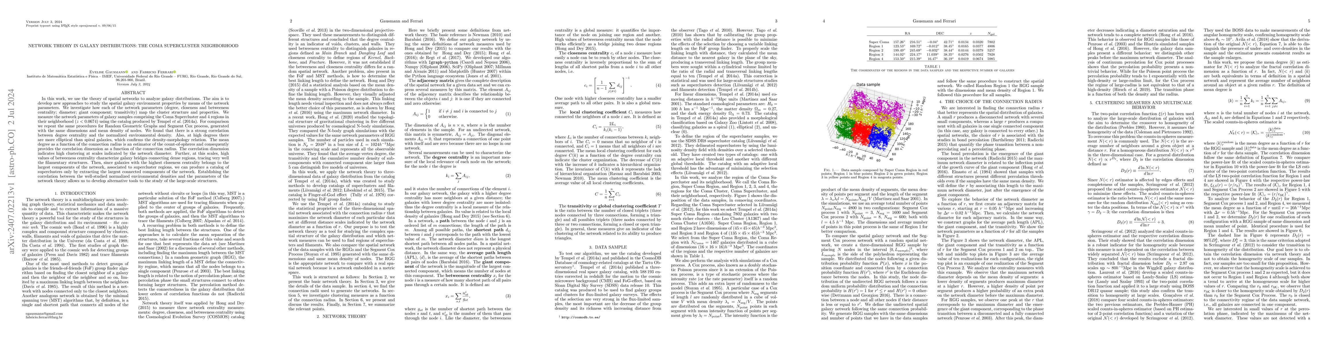 Thumbnail for Network Theory in Galaxy Distributions: The Coma Supercluster
  Neighborhood