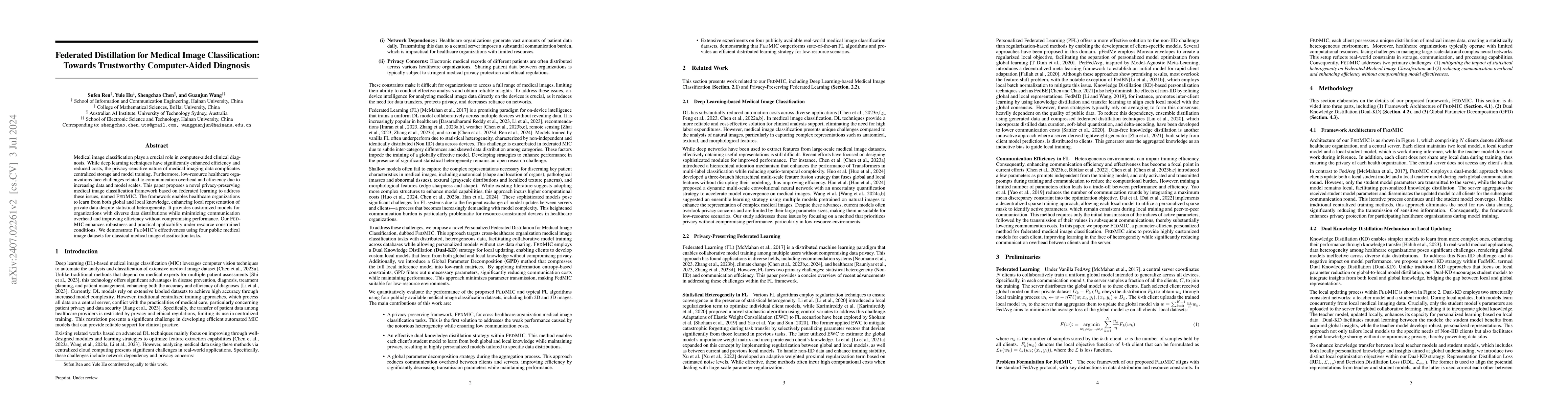 Thumbnail for Federated Distillation for Medical Image Classification: Towards
  Trustworthy Computer-Aided Diagnosis