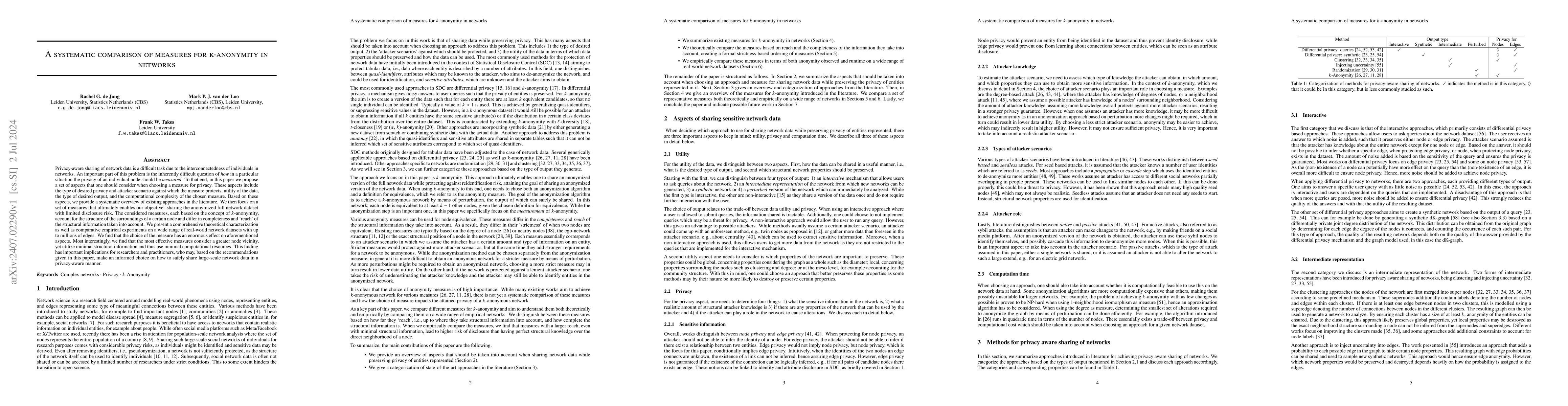 Thumbnail for A systematic comparison of measures for k-anonymity in networks