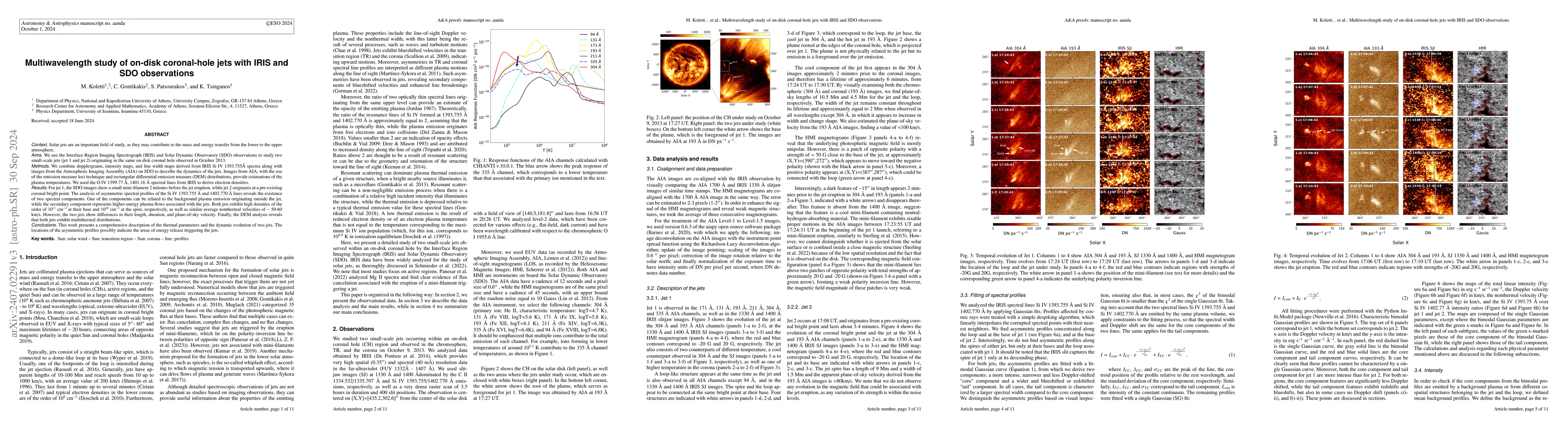 Thumbnail for Multiwavelength Study of on-disk Coronal Hole Jets with IRIS and SDO
  observations