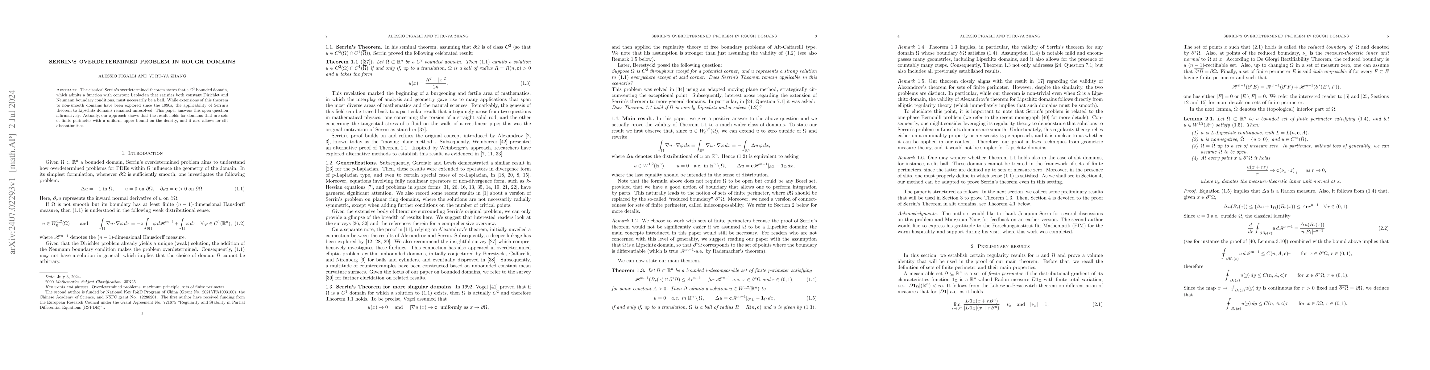 Thumbnail for Serrin's overdetermined problem in rough domains