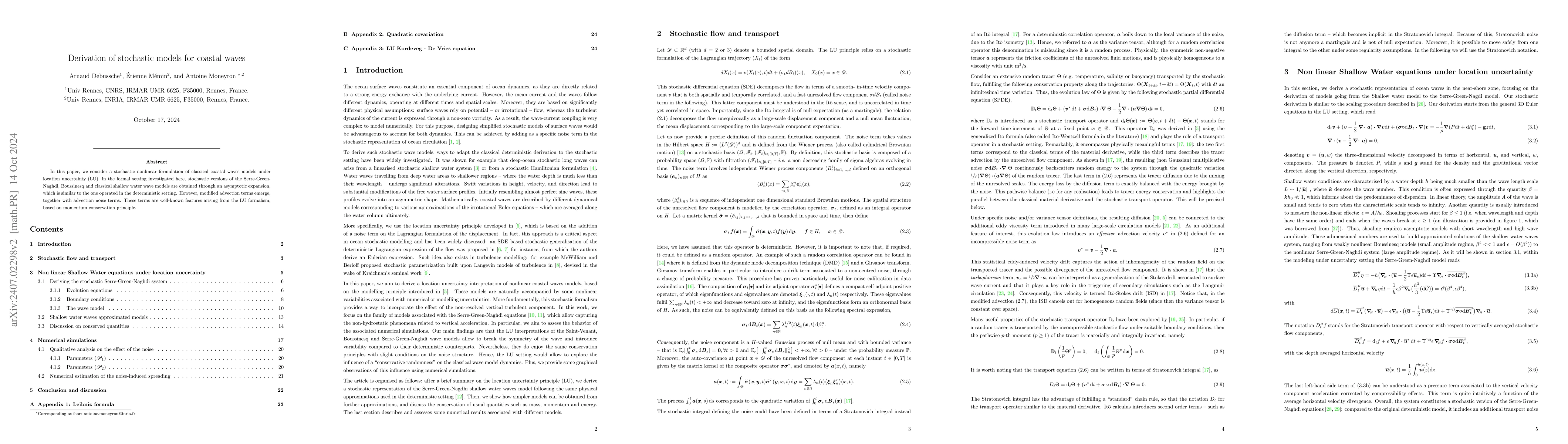Thumbnail for Derivation of stochastic models for coastal waves