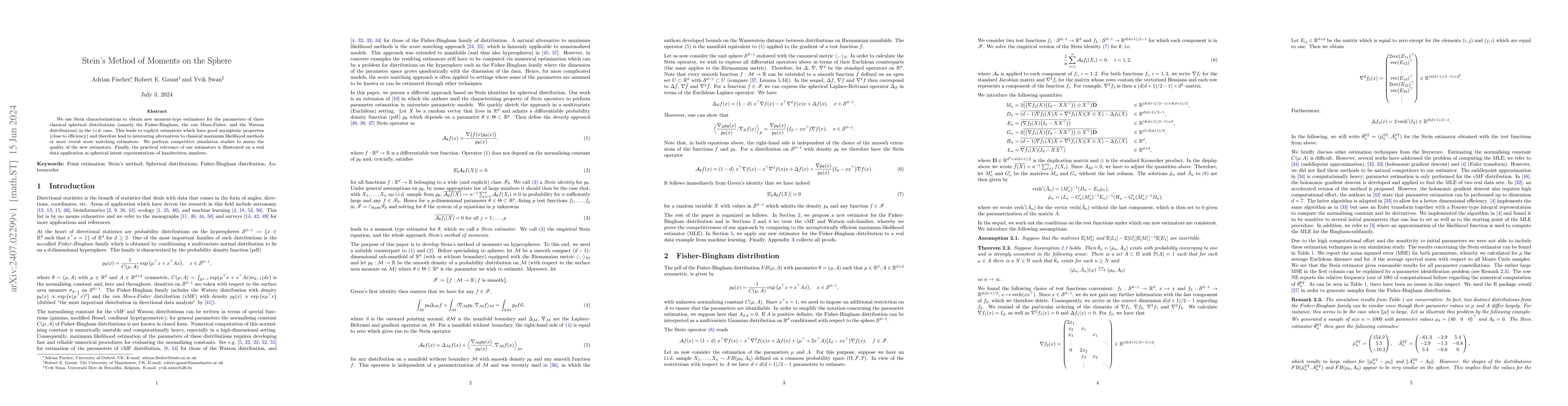 Thumbnail for Stein's Method of Moments on the Sphere