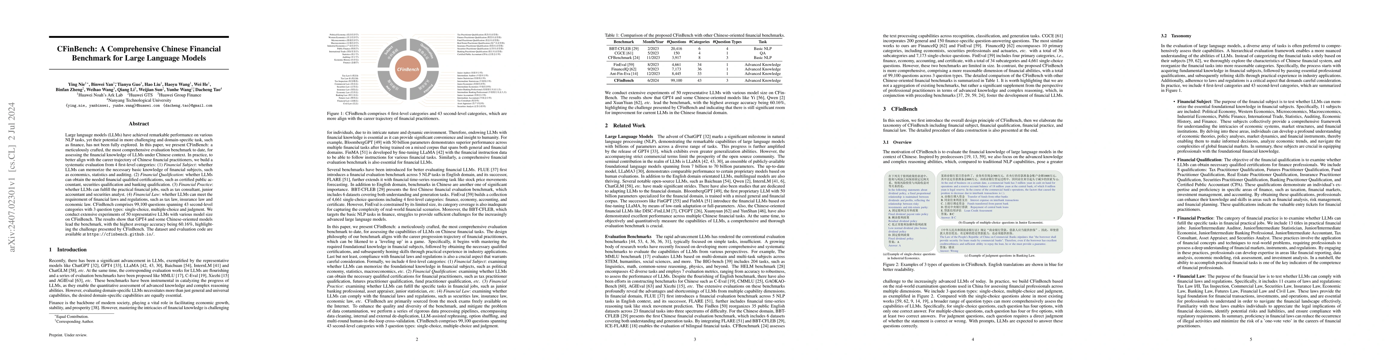 Thumbnail for CFinBench: A Comprehensive Chinese Financial Benchmark for Large
  Language Models