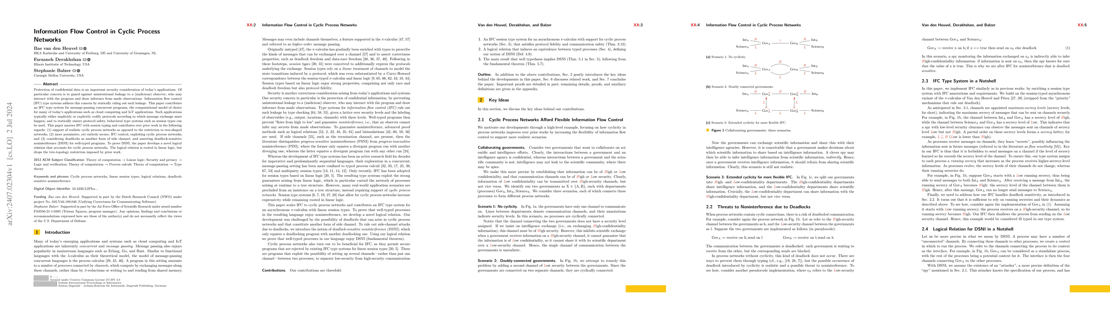 Thumbnail for Information Flow Control in Cyclic Process Networks