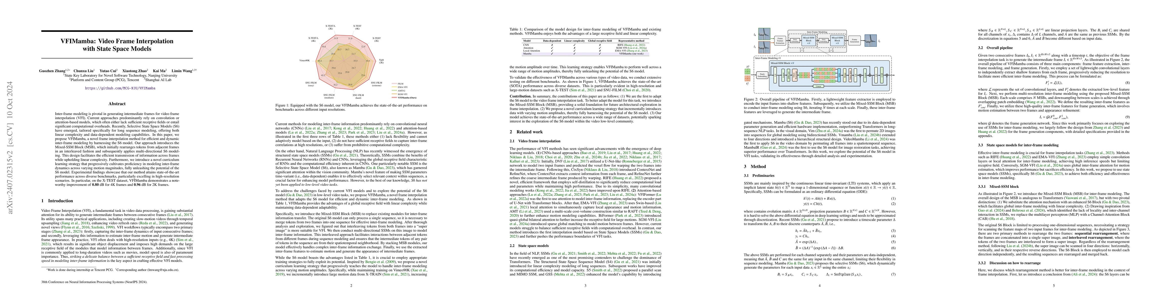 Thumbnail for VFIMamba: Video Frame Interpolation with State Space Models