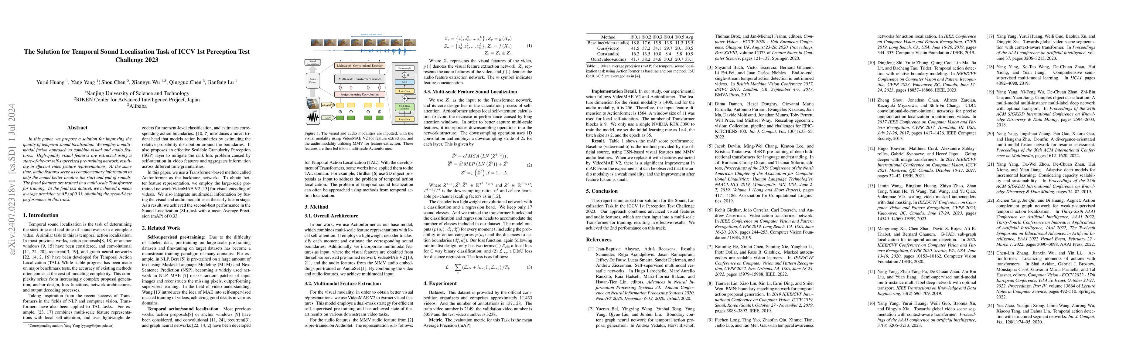 Thumbnail for The Solution for Temporal Sound Localisation Task of ICCV 1st Perception
  Test Challenge 2023