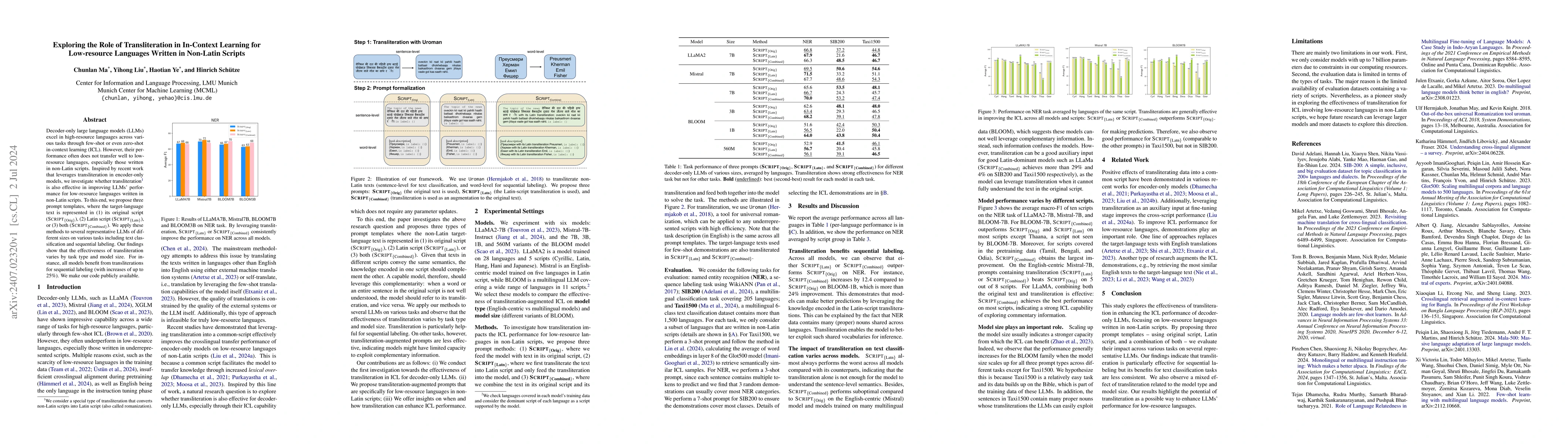 Thumbnail for Exploring the Role of Transliteration in In-Context Learning for
  Low-resource Languages Written in Non-Latin Scripts
