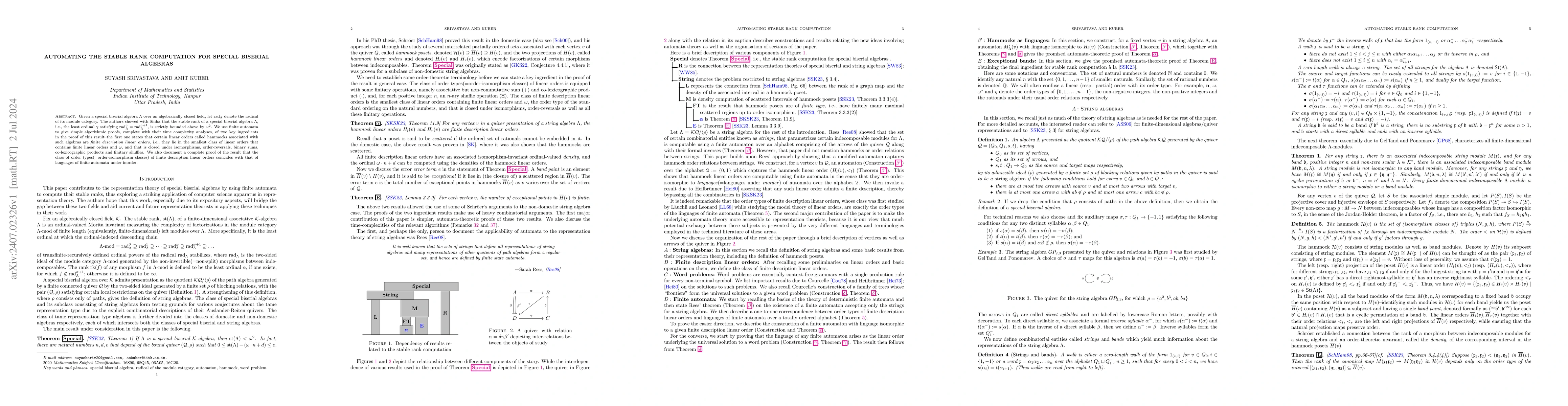 Thumbnail for Automating the stable rank computation for special biserial algebras