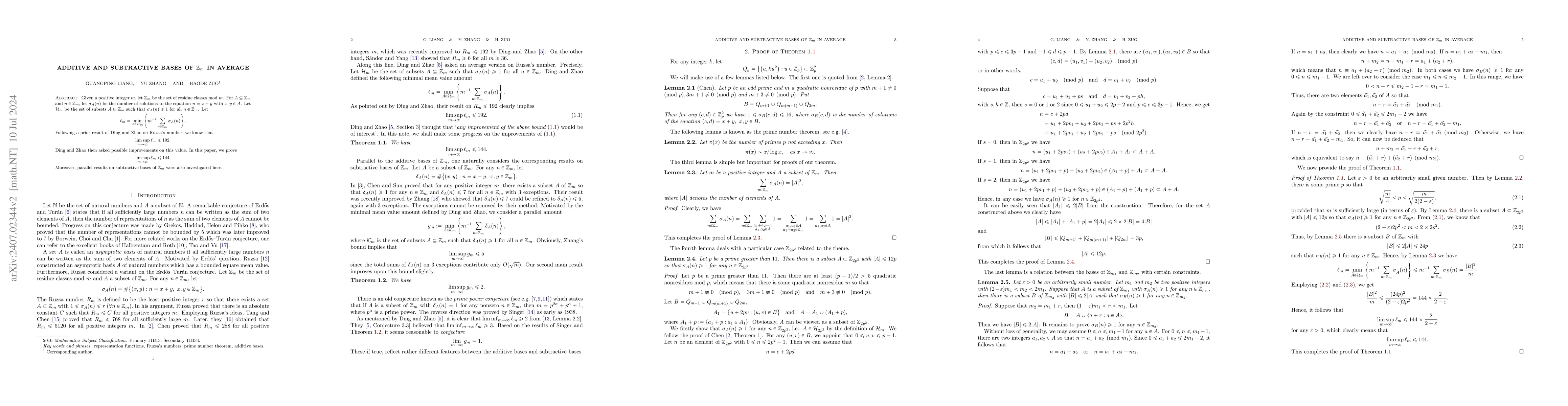 Thumbnail for Additive and subtractive bases of $ \mathbb{Z}_m$ in average