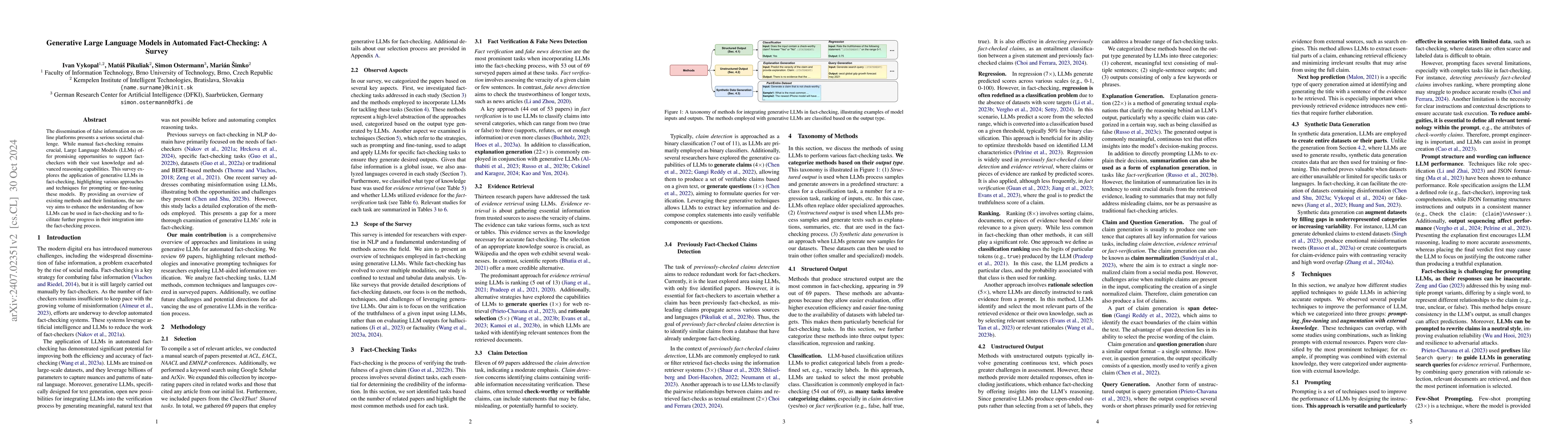 Thumbnail for Generative Large Language Models in Automated Fact-Checking: A Survey