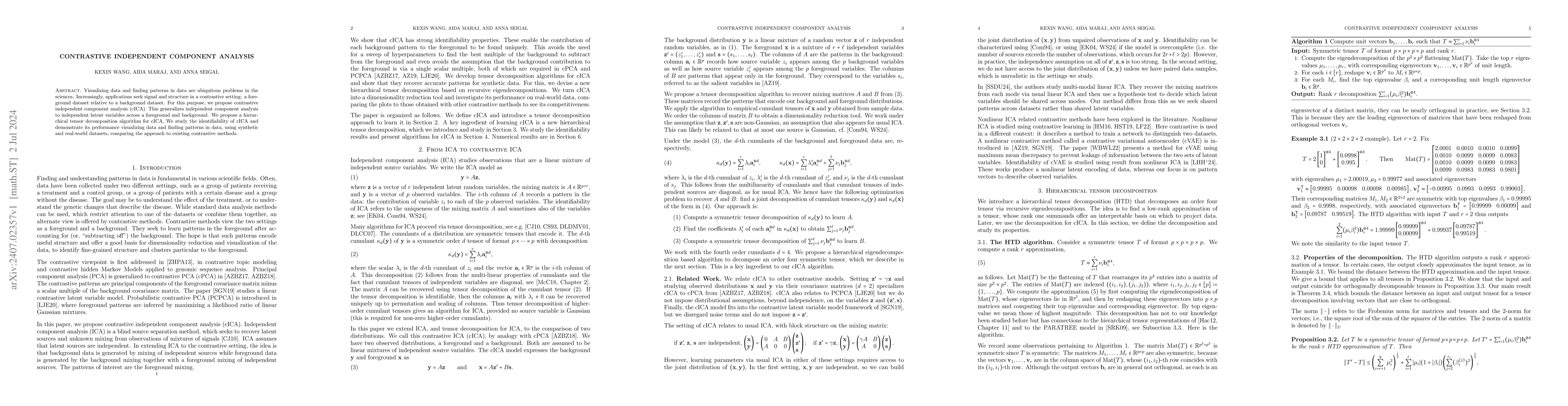 Thumbnail for Contrastive independent component analysis