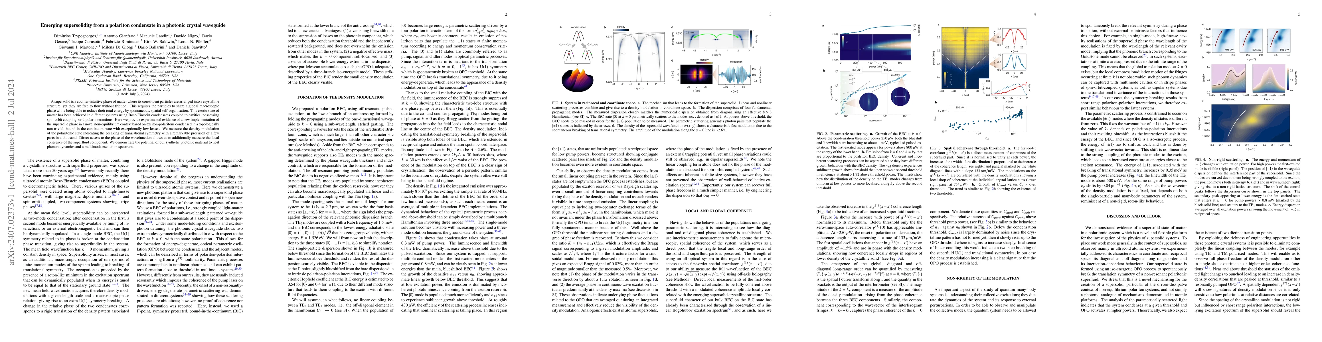 Thumbnail for Emerging supersolidity from a polariton condensate in a photonic crystal
  waveguide